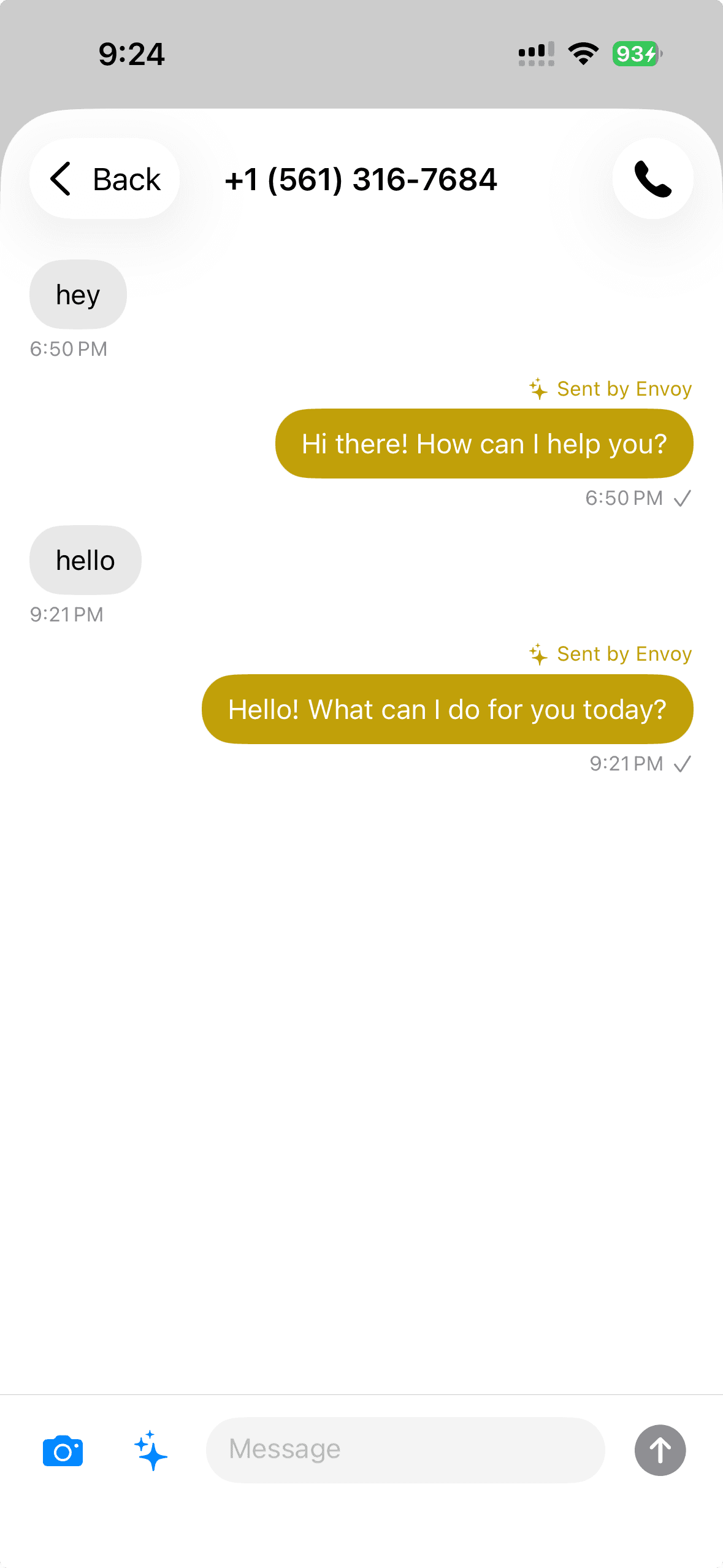 SMS conversation with AI-drafted replies